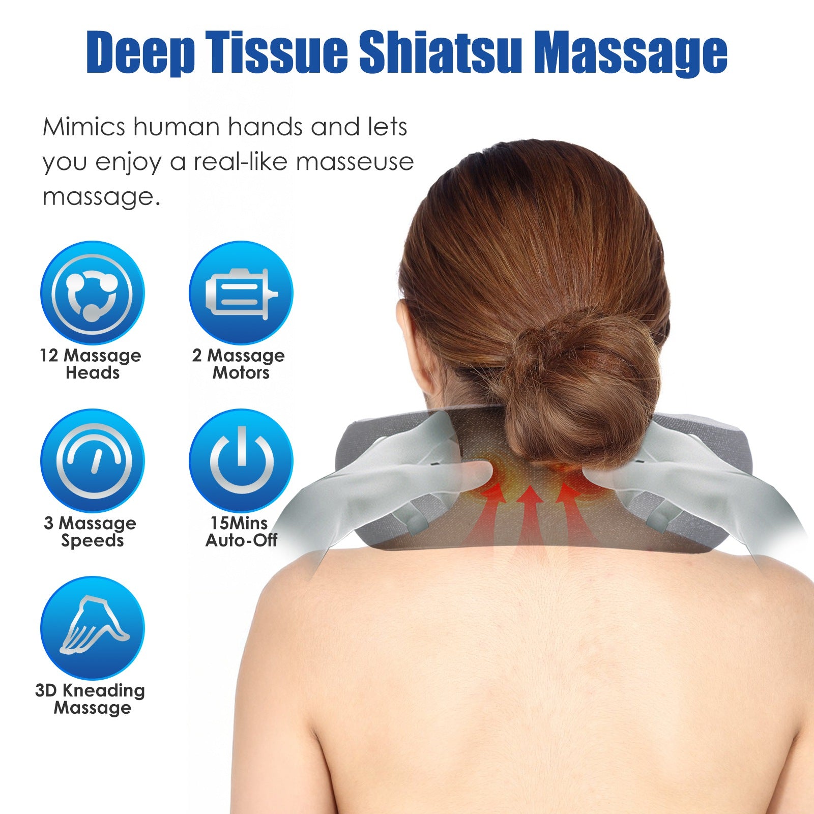 The Restoration Massager — Heated Shiatsu Neck & Shoulder Relief Pillow | AUREVIE